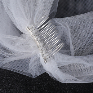 Voile de mariée en dentelle brodée à la main, deux couches, blanc, voiles de mariée en gaze pour femmes - Product Image 3