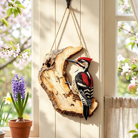 Décoration murale en bois 2D, motif animal mignon : hibou-briseur d'oiseaux, simulation d'oiseau, nid d'oiseau, produits d'art mural en bois à suspendre