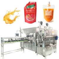 Machine de remplissage et de bouchage rotative à haute vitesse à 10 buses pour liquides et pâtes, 50-2000 ml, pour sachets à bec verseur, jus et boissons