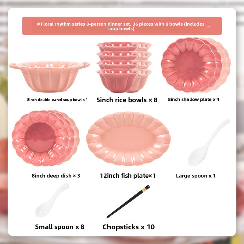 8 people 36-piece pink set with  gift box