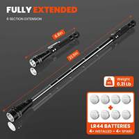 Lampe torche magnétique à 3 LED rechargeable 1000+ Lumens, portable, télescopique, en alliage d'aluminium, avec pile bouton, pour camping et récupération d'objets