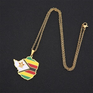 Collar con Mapa de Zimbabue en Oferta, Collar con Mapa de País Africano, Collar con Colgante de Acero Inoxidable Esmaltado - Product Image 5