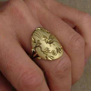 Anello Cocktail F690 Placcato Oro 24K in Ottone con Motivo Animale, Gioiello Unisex alla Moda, Idea Regalo - Product Image 4