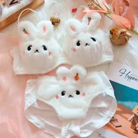 Ensemble de lingerie lapin, soutien-gorge en peluche mignon, soutien-gorge sans fil en peluche de grande taille avec strass, soutien-gorge en tissu peluche, vente en gros