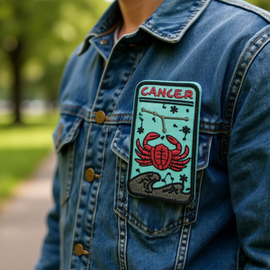 Patch in tessuto con segno zodiacale di Cncello (Cancer) 8x5 cm termoadesivo per abbigliamento - Product Image 3