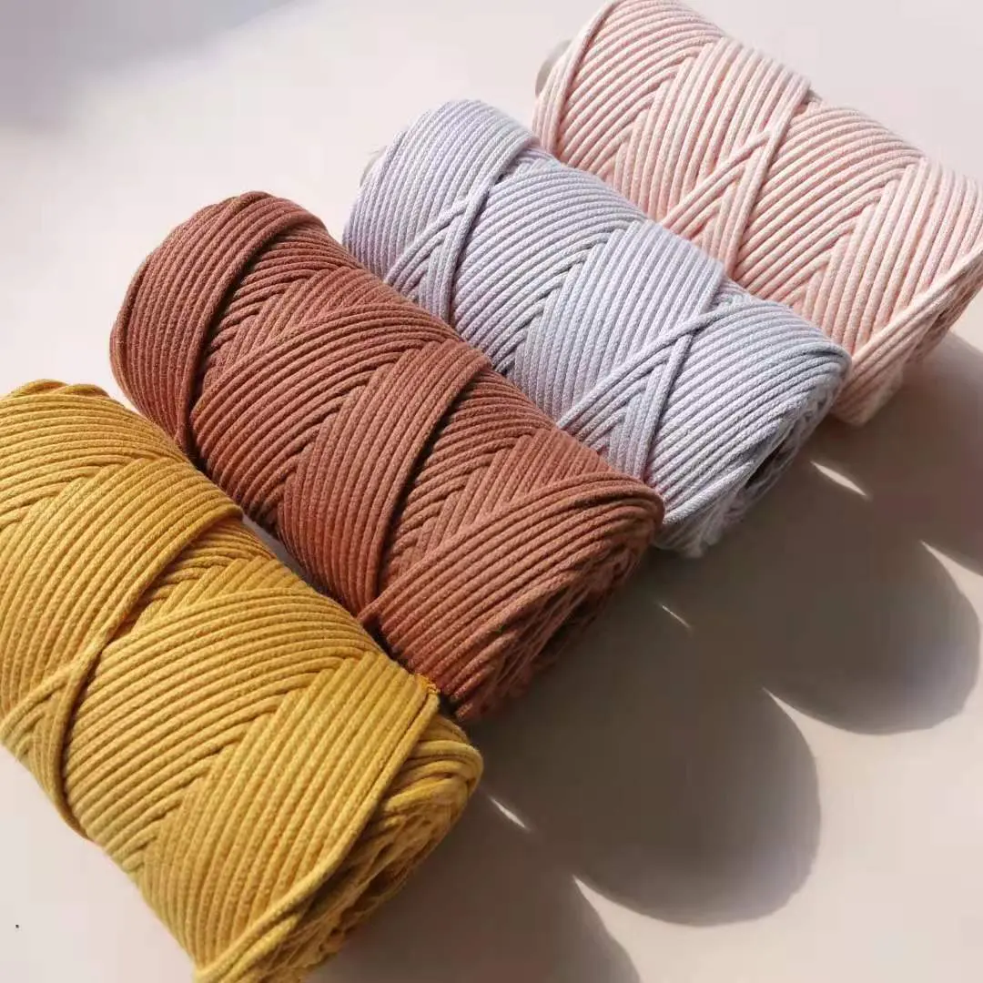 Wholesale Colorful Decorative DIY Braided Cord 4mm Rope Macrame Cord Cotton Braided Rope Cord
