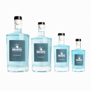 Hot Seller 200ml <strong>375ml</strong> Round Clear Whiskey Glass Vodka Bottle with Cork for Liquor - Product Image 3