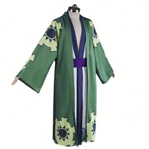 Une pièce <span class=keywords><strong>Zoro</strong></span> Roronoa Cosplay Costume complet Style japonais Kimono Yukata avec cape Anime Costumes ensemble complet - Product Image 2