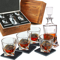 Ensemble de carafe à whisky en cristal rétro classique personnalisé, boîte en bois, ensemble de verres à whisky, coffret cadeau