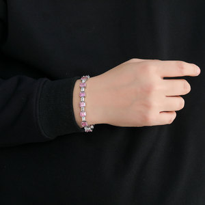 Pulsera Hip-Hop con Zirconia Cuadrada a Juego de Colores, Cadena de Tenis Sencilla, Zirconia Hip-Hop para Hombre y Mujer, Moda Tanjing - Product Image 4