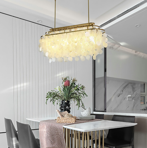 Lampe suspendue de style carillon à vent en fer et coquillages naturels, LED, CE, de luxe, pour restaurant nordique et salon - Product Image 5