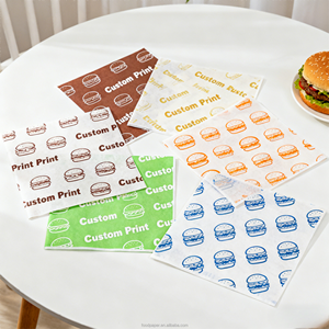 Custom Printed PE Greaseproof <b>Paper</b> Sheets Food Grade Oil Proof Waterproof Disposable Eco-Friendly Burger Sandwich <b>Wrap</b> - Product Image 1