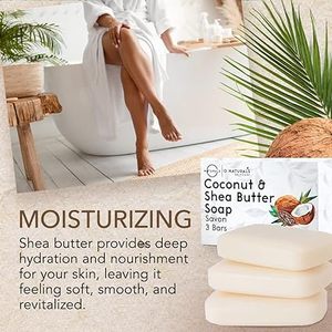 Sapone organico al cocco e al burro di karité profumato sapone naturale essenziale fatto a mano per uomini e donne, viso e corpo - Product Image 2
