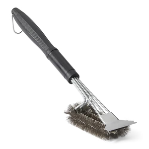 Brosse de nettoyage de barbecue en acier de 18'' avec grattoir, sans poils, robuste, pour fumeurs/barbecues au charbon/fours, outils de cuisson extérieurs - Product Image 1