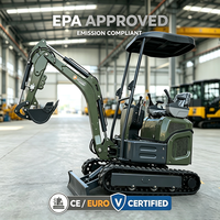 Mini-excavatrice hydraulique fiable certifiée EPA CE pour travaux en espace étroit, travaux agricoles, jardinage et construction