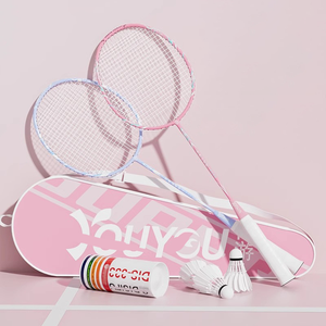 Raquette de badminton Dericsson en fibre de carbone pour amateurs et juniors, contrôle de la balle, raquette souple, ensemble de deux raquettes - Product Image 2