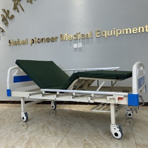 Оптовая продажа с завода: Многофункциональная медицинская кровать с ручным управлением, двойным регулированием и двумя функциями, из АБС-пластика - Product Image 4