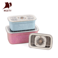 Boîte à lunch en titane avec logo personnalisé, OEM ODM, hermétique, 3 couleurs, boîte à bento en métal pour la maison, la cuisine, le bureau, les étudiants