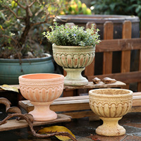 Pot de fleurs en grès rustique, style européen pastoral, pour bonsaï et plantes succulentes d'extérieur, à parois droites, pour usage domestique