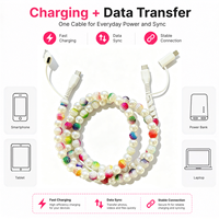 Câble de charge USB Type C 4-en-1 arc-en-ciel perlé, coloré, multi-charge, cadeau tendance