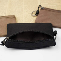 Dompet Kanvas Mini dengan Resleting, Dompet Gantungan Kunci, Tempat Kartu Portabel, Dompet Koin Kecil untuk Pria Wanita