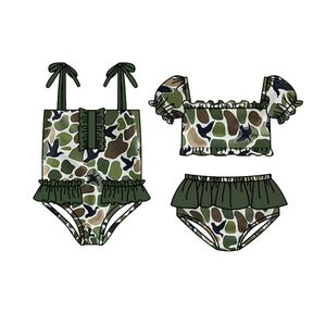 Preventa al por mayor: Trajes de baño de verano con estampado de camuflaje para niñas y niños, ropa infantil de boutique, nueva moda, algodón orgánico, precio de fábrica (MOQ 5) - Product Image 1