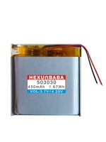 3.7V 450mAh 2 kabel 503030 baterai Lithium Ion / Li-Ion polimer untuk jam tangan pintar Mp3 Mp4 Speaker GPS TWS L002