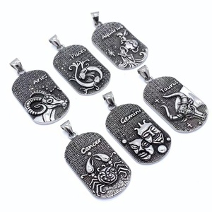 Colliers pour hommes avec signe astrologique 3D des 12 zodiaques, pendentif au design unique de horoscope - Product Image 3