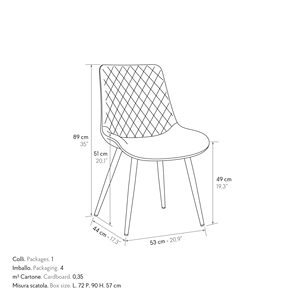 Morgana Chair Set Of 4 <b>Grey</b> Tissue <b>Upholstery</b> Metal Legs Indoor Dining Chairs - Product Image 3