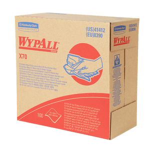 Chiffon d'essuyage industriel Wypall X70, 100 feuilles, bleu, absorbant l'huile et l'eau, nettoyage multi-usages, non tissé - Product Image 5