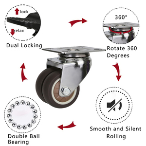 OEM đồ nội thất văn phòng tủ đường kính 2 inch 50mm Kim nhỏ mang Con lăn <span class=keywords><strong>Skate</strong></span> TPR bánh xe nhiệm vụ ánh sáng Caster - Product Image 5