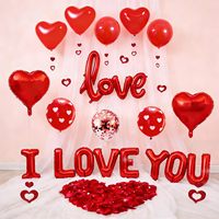 Kit de ballons de la Saint-Valentin rouges, ballons en feuille en forme de cœur avec inscription « Je t'aime », pétales de rose, ballons en latex XOXO, décoration pour demande en mariage, fête de mariage