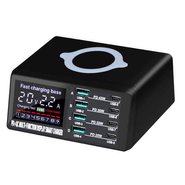 New 110W Wireless PD 45W QC3.0 Multi-Port Fast Charging Charger USB 8 Port USB Charging Station for Cellphones Tablets