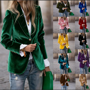<span class=keywords><strong>Blazer</strong></span> de <span class=keywords><strong>Terciopelo</strong></span> para <span class=keywords><strong>Mujer</strong></span>, Primavera 2026, Nuevo, Cuello Solapa, Corte Entallado, Elegante, Chaqueta de Traje, Informal, para Oficina, Ropa Exterior - Product Image 6