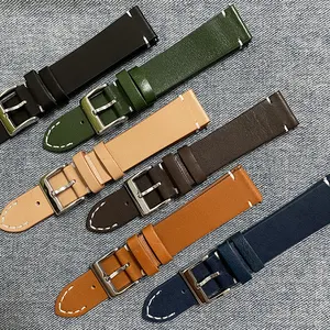 Correas de reloj de cuero Horween suave correa de reloj de cuero hecha a mano de liberación rápida reemplazo 18mm 20mm 22mm