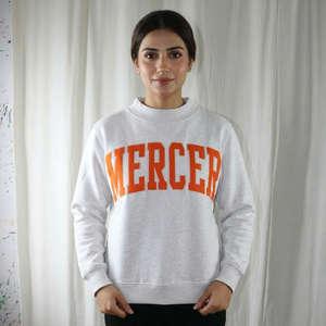 Sudadera con Capucha MERCER ASH GREY, 100% Algodón Velour, Talla Grande, Apliques Bordados en Color NARANJA, Media Cremallera, CLUSH SPORTS, Invierno - Product Image 1