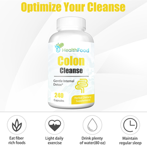 HealthFood Colon Cleanse 240 Capsules <b>Herbal</b> Dietary <b>Supplement</b> with Senna Leaf Powder Gentle Internal Detox Intestinal Support - Product Image 5
