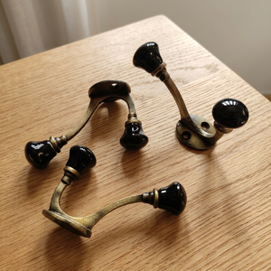 Vintage Black Glass Door Knob Wall Hooks Metal Mounting Round Shape Durable <b>Coat</b> <b>Rack</b> for Behind Doors or Walls - Product Image 6