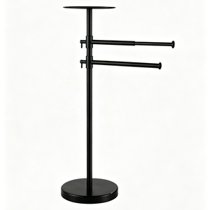Portasciugamani Autoportante in Acciaio Inox 304 con Mensola, Finitura Nichel Spazzolato, Base Pesante e Robusta, Ecologico, per Hotel - Product Image 2