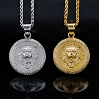 Pendentif tête de lion en acier inoxydable personnalisé de style européen américain Nouveaux accessoires de mode transfrontaliers Aspirateur