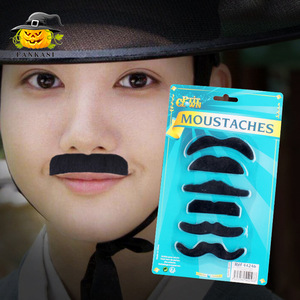Moustaches d'Halloween (6 pièces) – Fausse barbe à coller sur la carte – Accessoires de déguisement pour fête - Product Image 1
