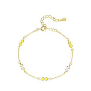 Pulsera de Cadena de Plata de Ley S925 con Esmalte Amarillo para Mujer, Accesorios Sencillos y Elegantes para Uso Diario, Versión de Cobre Personalizable - Product Image 1