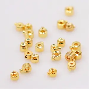 Wholesale Brass Jewelry Loose Beads 18k Gold Filled Circular Finish Beads Jewelry Round Crimpers Findings End Clasps Beads