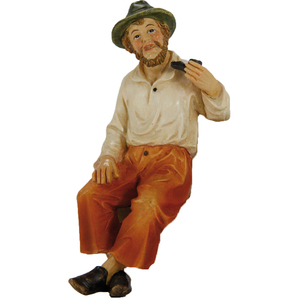 Figura de Poliresina Pintada de Abuelo Sentado en Pipa, 10-11 cm, Adorno Clásico de Navidad, 9006935226072 - Product Image 1