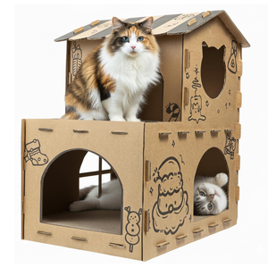 Customizable DIY Indoor Modern Christmas <b>Cat</b> Villa Luxury Corrugated Cardboard <b>Scratch</b> <b>Board</b> Easy Assembly Foldable <b>Cat</b> Climbing - Product Image 1