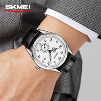 Jam Tangan Pria SKMEI 9402 Fungsional Quartz Tali Kulit Dial Bundar Klasik Tanggal Jarum Detik Kecil Tahan Air Jam Tangan Bisnis