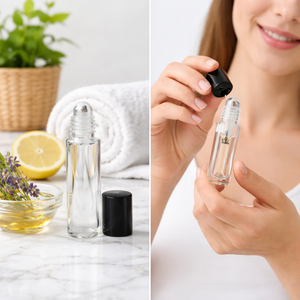 Botella de Vidrio Transparente de 10 ml Personalizada, Botella Roll-on Recargable Vacía para Aceite Esencial y Perfume, con Tapa Negra - Product Image 5