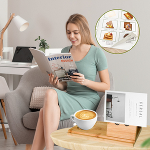 Pequeño soporte de madera triangular <span class=keywords><strong>para</strong></span> <span class=keywords><strong>libros</strong></span> con portavasos <span class=keywords><strong>para</strong></span> <span class=keywords><strong>leer</strong></span> <span class=keywords><strong>en</strong></span> <span class=keywords><strong>el</strong></span> escritorio, muebles <span class=keywords><strong>para</strong></span> <span class=keywords><strong>el</strong></span> hogar o la escuela, uso de ropa de cama - Product Image 4