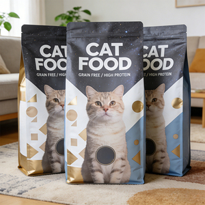 Op maat gemaakte katten- en hondenvoer verpakkingen met platte bodem, op maat gemaakte retort pouches met ritssluiting en waterdichte coating - Product Image 2