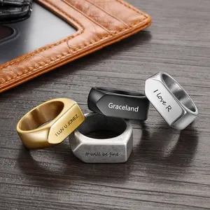 Campione gratuito anelli in acciaio inossidabile personalizzati anelli da uomo per fidanzamento di nozze